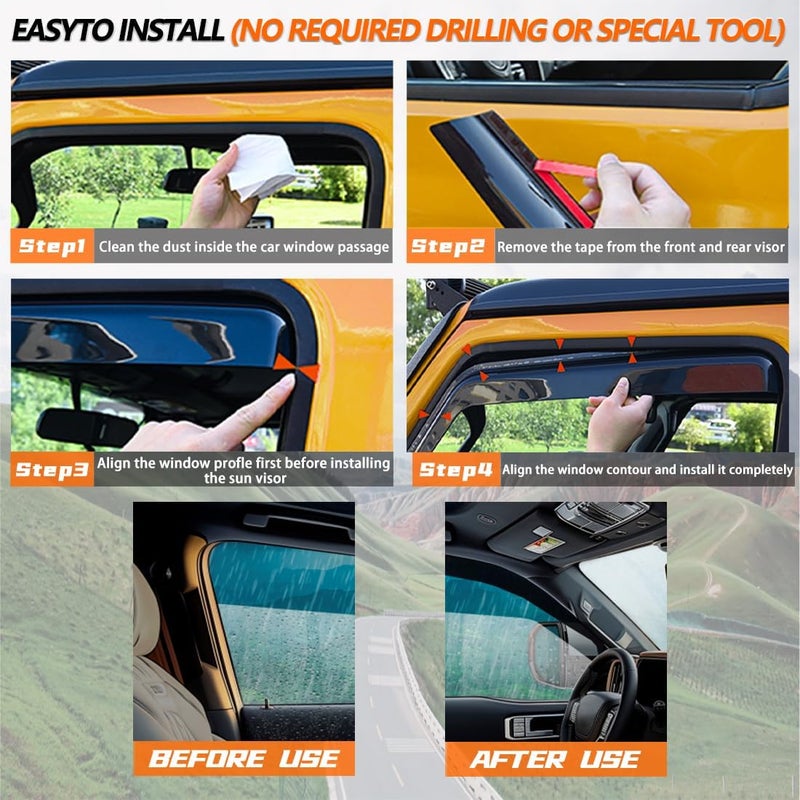 LONGKEES in-Channel Incredibly Durable Rain Guards for Kia Telluride 2020-2025, Original Window Deflectors, Vent Window Visors, Vent Deflector, 4 pcs - Image 5
